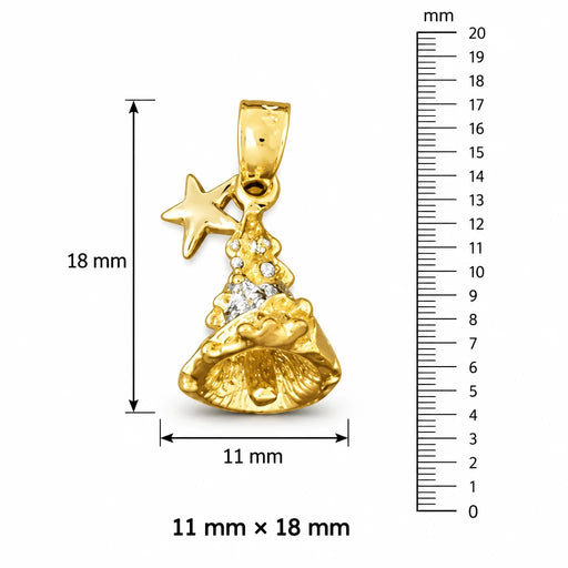 3D Christmas Bell Charm Pendant 14k Gold Yellow Gold 14k