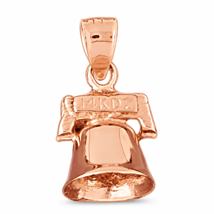 3D Christmas Bell Charm Pendant 14k Gold (2.4 Grams) Rose Gold 14k