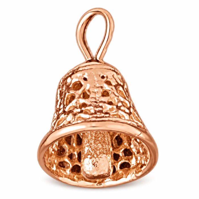3D Christmas Bell Charm Pendant 14k Gold (2.9 Grams) Rose Gold 14k