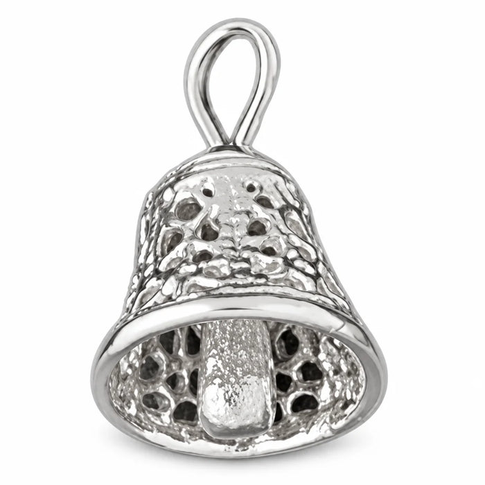 3D Christmas Bell Charm Pendant 14k Gold (2.9 Grams) White Gold 14k
