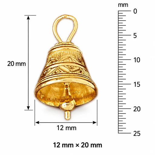 3D Christmas Bell Charm Pendant 14k Gold (3.2 Grams) Yellow Gold 14k