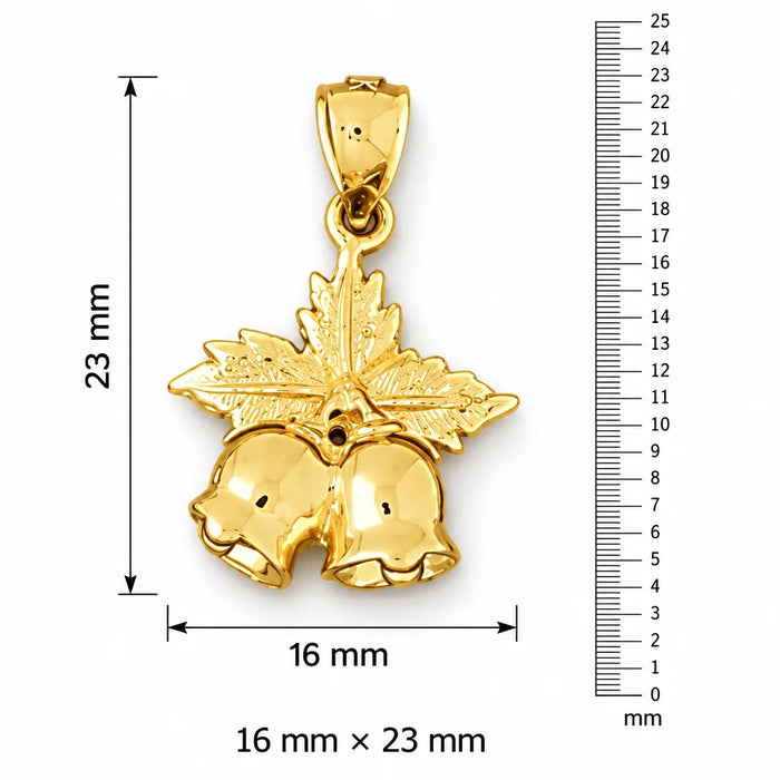 3D Christmas Bell Charm Pendant 14k Gold (3.8 Grams) Yellow Gold 14k