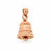 3D Christmas Bell Charm Pendant 14k Gold (4 Grams) Rose Gold 14k