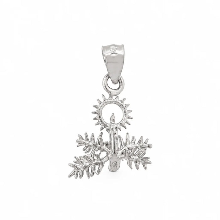 3D Christmas Candle Charm Pendant 14k Gold White Gold 14k