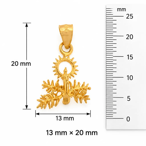 3D Christmas Candle Charm Pendant 14k Gold Yellow Gold 14k