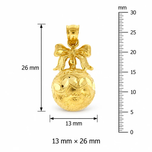 3D Christmas Ornament Charm Pendant 14k Gold Yellow Gold 14k