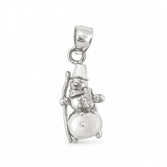 3D Christmas Snowman Charm Pendant 14k Gold (2.8 Grams) White Gold 14k