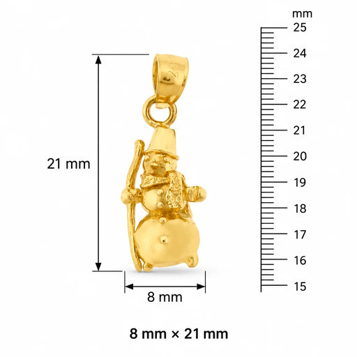 3D Christmas Snowman Charm Pendant 14k Gold (2.8 Grams) Yellow Gold 14k