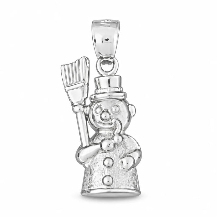 3D Christmas Snowman Charm Pendant 14k Gold (3.8 Grams) White Gold 14k