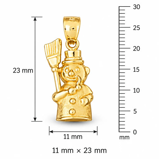 3D Christmas Snowman Charm Pendant 14k Gold (3.8 Grams) Yellow Gold 14k