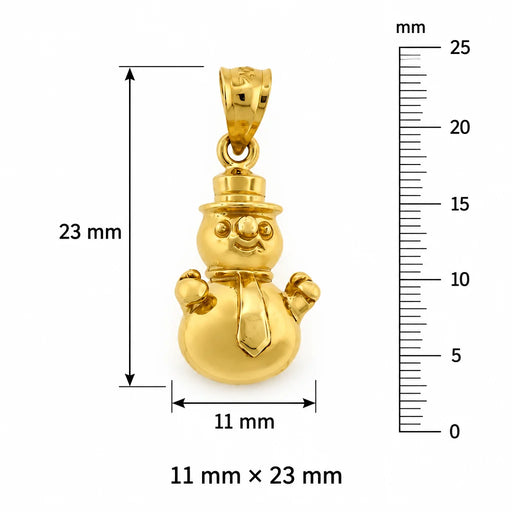 3D Christmas Snowman Charm Pendant 14k Gold (4.3 Grams) Yellow Gold 14k