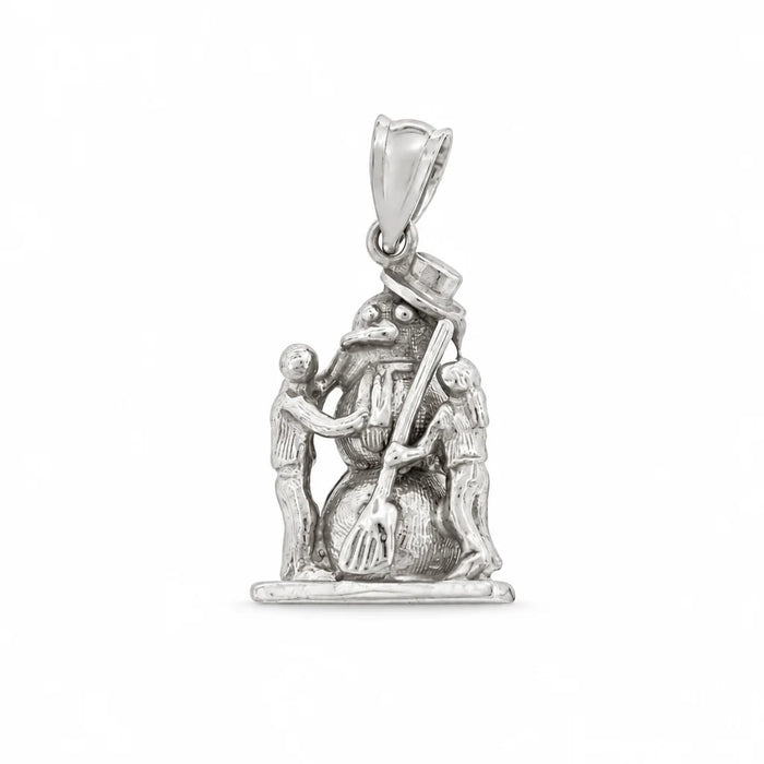 3D Christmas Snowman Charm Pendant 14k Gold (5.6 Grams) White Gold 14k