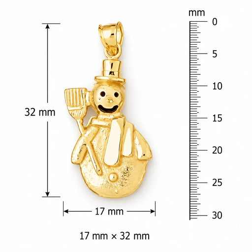 3D Christmas Snowman Charm Pendant 14k Gold (7.7 Grams) Yellow Gold 14k