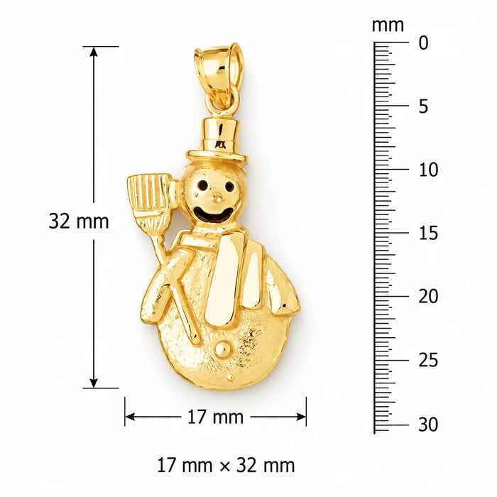 3D Christmas Snowman Charm Pendant 14k Gold (7.7 Grams) Yellow Gold 14k