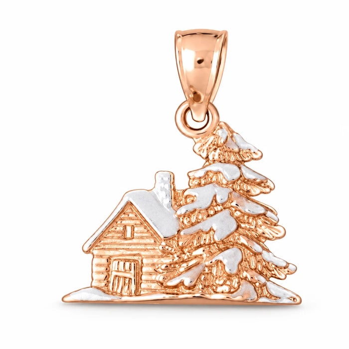 3D Christmas Tree Charm Pendant 14k Gold (3.5 Grams) Rose Gold 14k