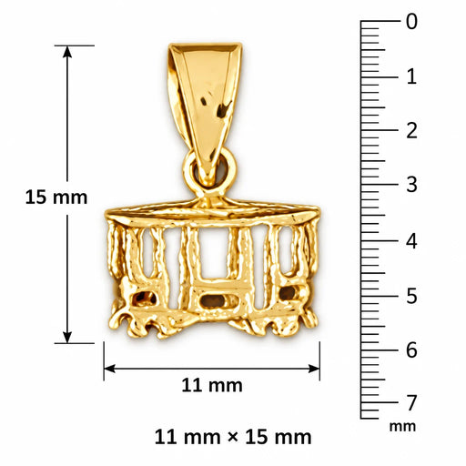 3D Classic Bus Charm Pendant 14k Gold (1.2 Grams) Yellow Gold 14k