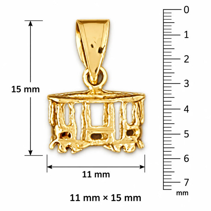 3D Classic Bus Charm Pendant 14k Gold (1.2 Grams) Yellow Gold 14k