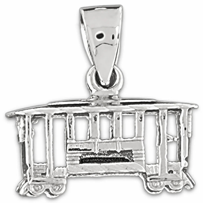 3D Classic Bus Charm Pendant 14k Gold (2.3 Grams) White Gold 14k