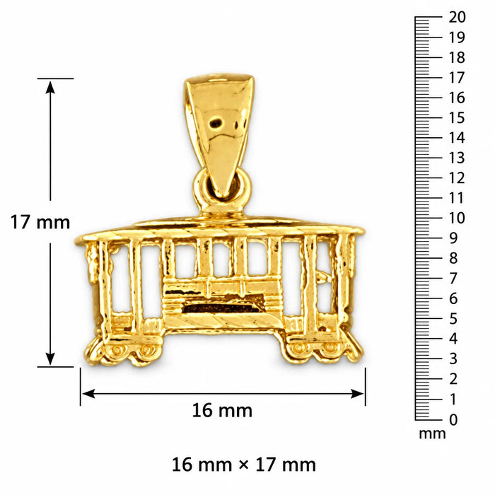 3D Classic Bus Charm Pendant 14k Gold (2.3 Grams) Yellow Gold 14k