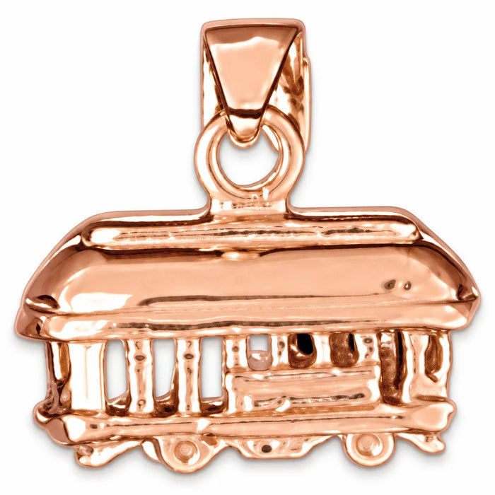3D Classic Bus Charm Pendant 14k Gold (2.4 Grams) Rose Gold 14k