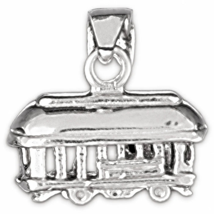 3D Classic Bus Charm Pendant 14k Gold (2.4 Grams) White Gold 14k