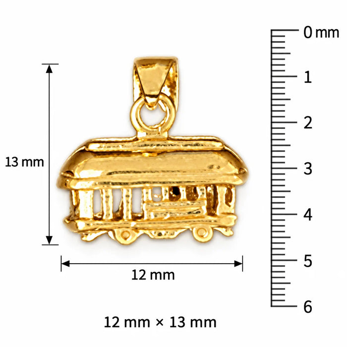 3D Classic Bus Charm Pendant 14k Gold (2.4 Grams) Yellow Gold 14k