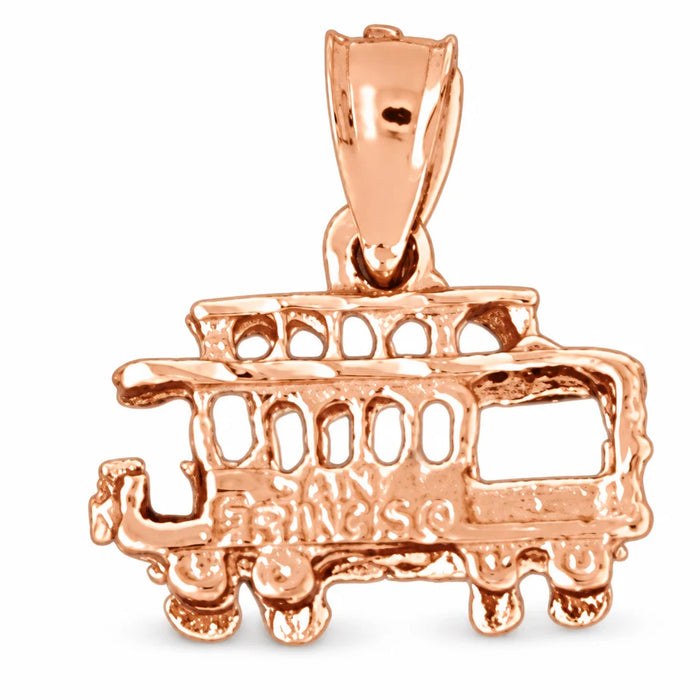 3D Classic Bus Charm Pendant 14k Gold (2.5 Grams) Rose Gold 14k