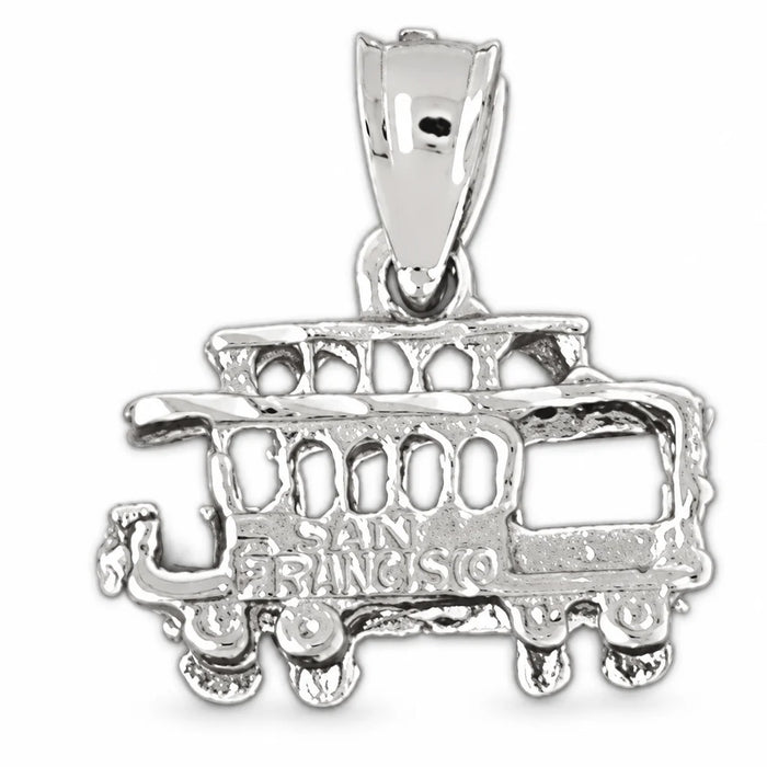 3D Classic Bus Charm Pendant 14k Gold (2.5 Grams) White Gold 14k