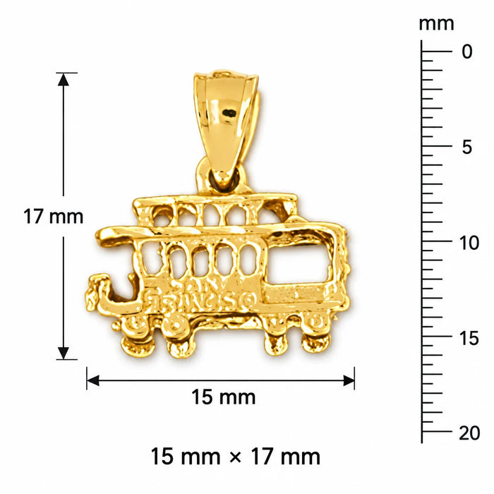 3D Classic Bus Charm Pendant 14k Gold (2.5 Grams) Yellow Gold 14k