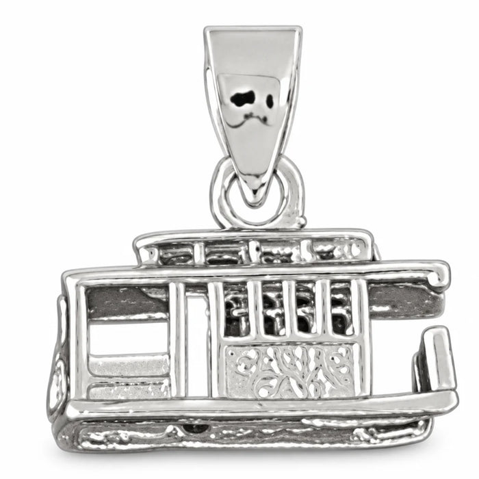 3D Classic Bus Charm Pendant 14k Gold (2.8 Grams) White Gold 14k
