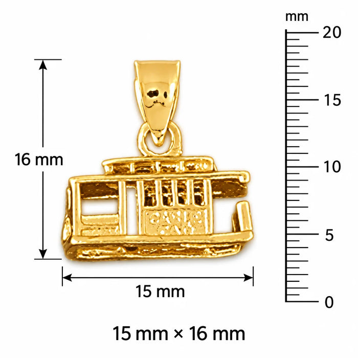 3D Classic Bus Charm Pendant 14k Gold (2.8 Grams) Yellow Gold 14k