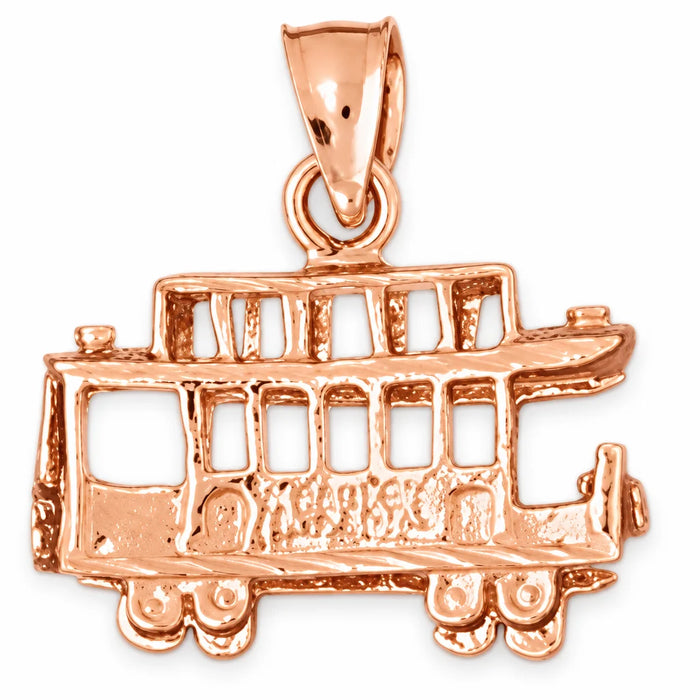 3D Classic Bus Charm Pendant 14k Gold (3.3 Grams) Rose Gold 14k
