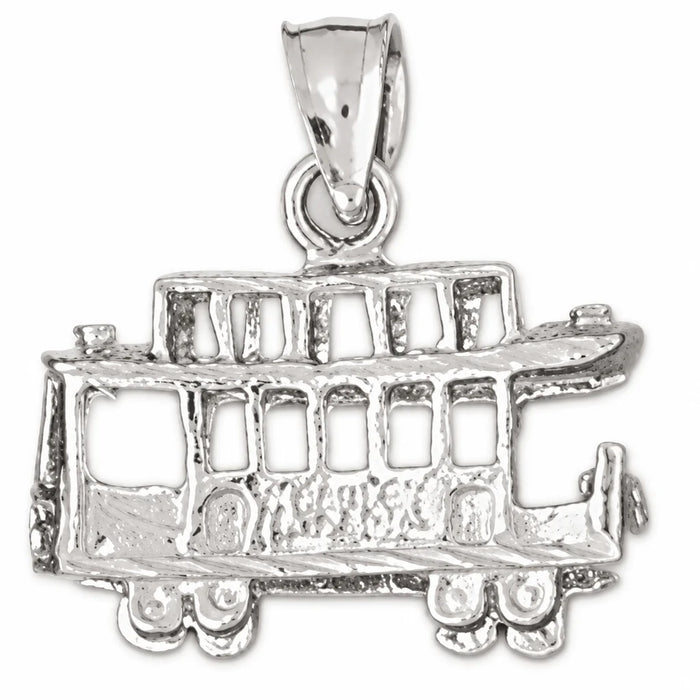 3D Classic Bus Charm Pendant 14k Gold (3.3 Grams) White Gold 14k