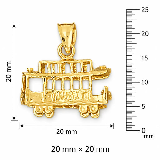 3D Classic Bus Charm Pendant 14k Gold (3.3 Grams) Yellow Gold 14k