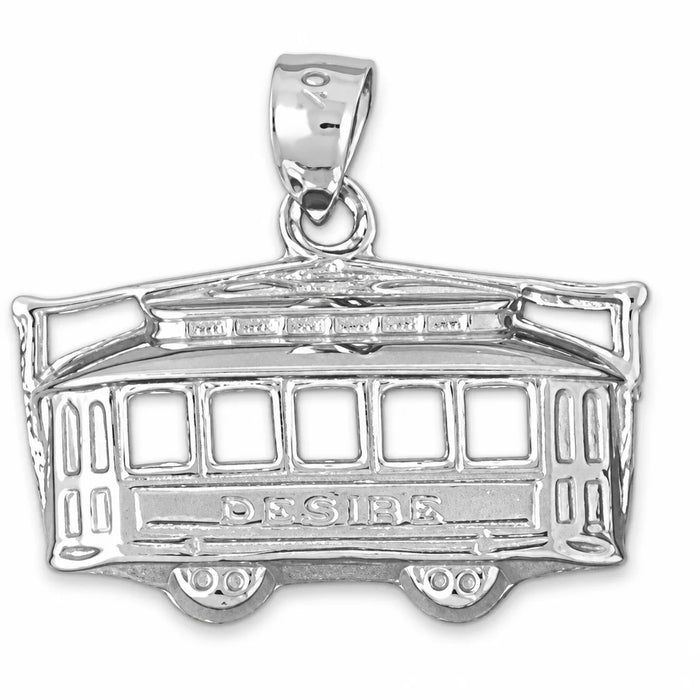 3D Classic Bus Charm Pendant 14k Gold (4.1 Grams) White Gold 14k