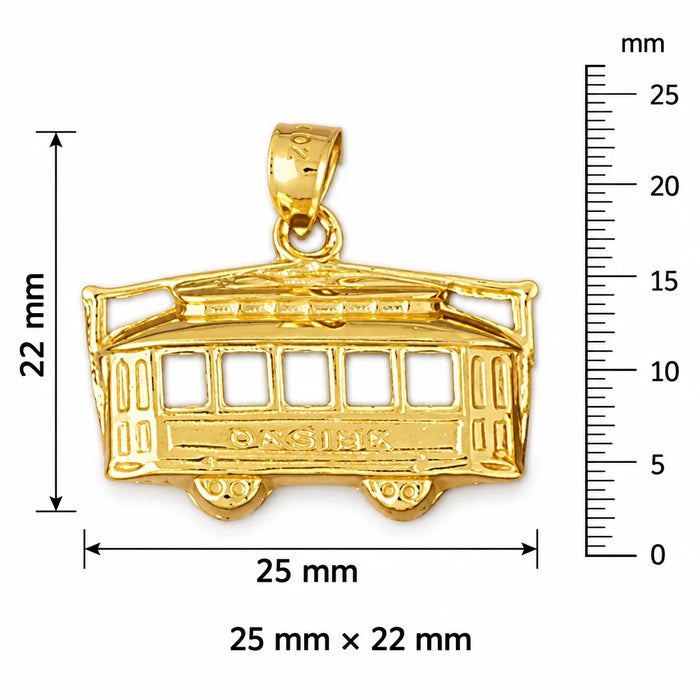 3D Classic Bus Charm Pendant 14k Gold (4.1 Grams) Yellow Gold 14k