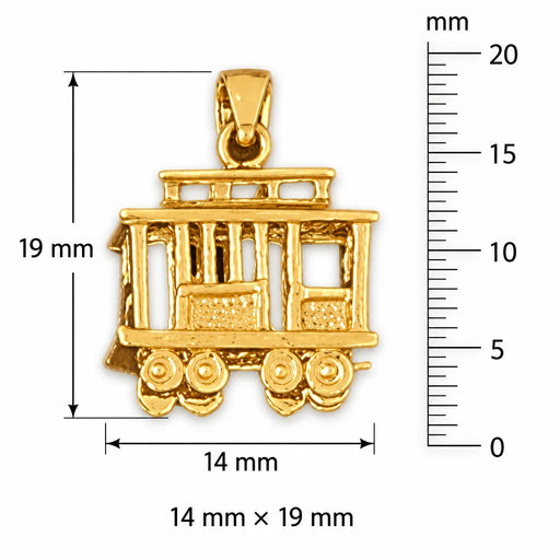 3D Classic Bus Charm Pendant 14k Gold (4 Grams) Yellow Gold 14k