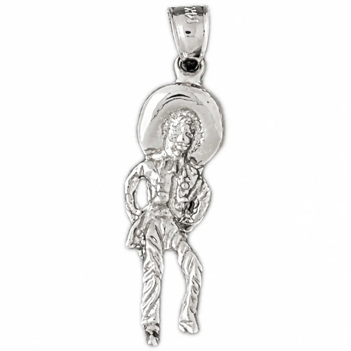 3D Cowboy Charm Pendant 14k Gold (2.9 Grams) White Gold 14k