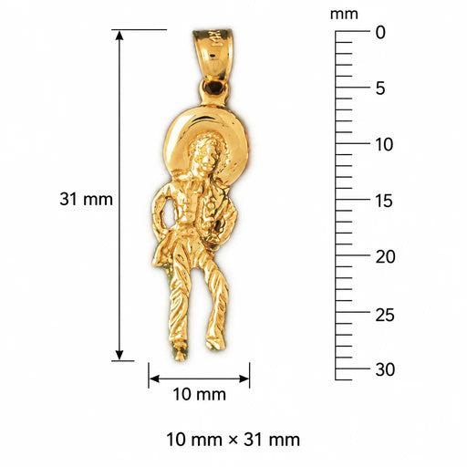 3D Cowboy Charm Pendant 14k Gold (2.9 Grams) Yellow Gold 14k