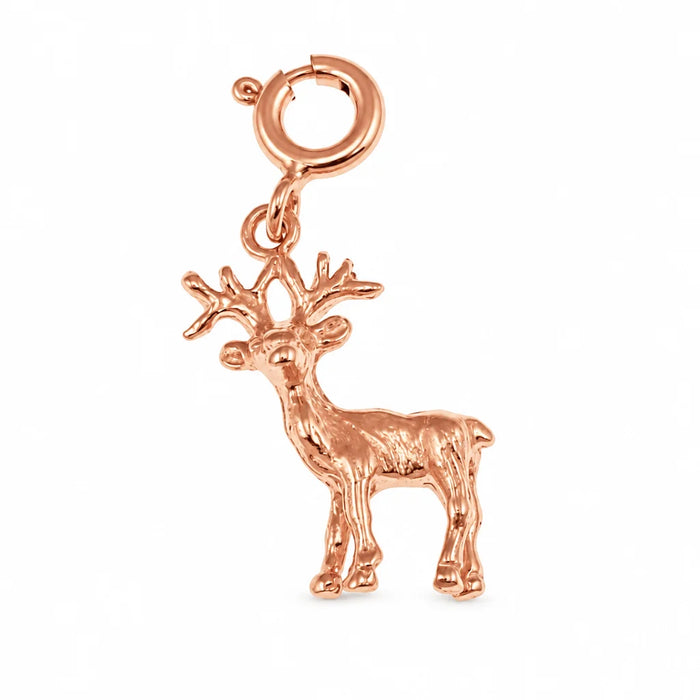 3D Deer Charm Pendant 14k Gold Rose Gold 14k