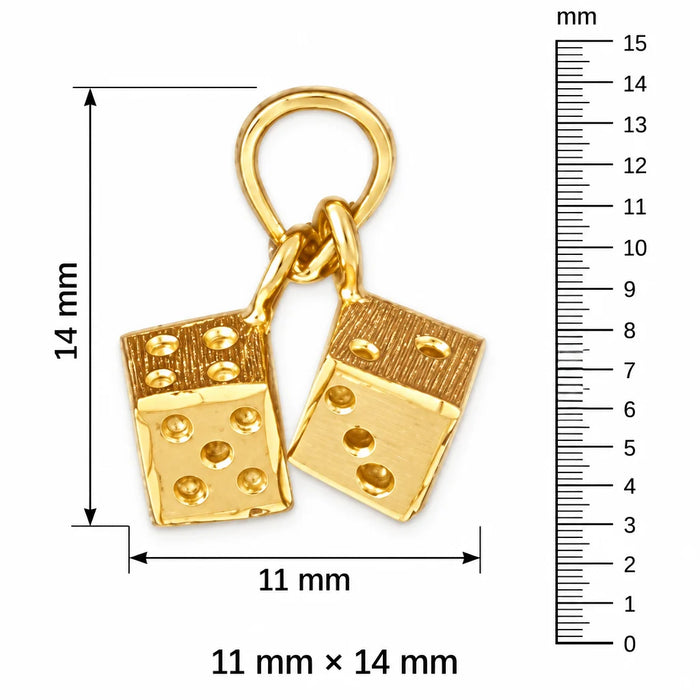 3D Dice Charm Pendant 14k Gold (2.2 Grams) Yellow Gold 14k