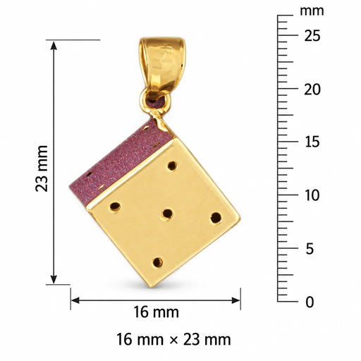 3D Dice Charm Pendant 14k Gold (3.7 Grams) Yellow Gold 14k
