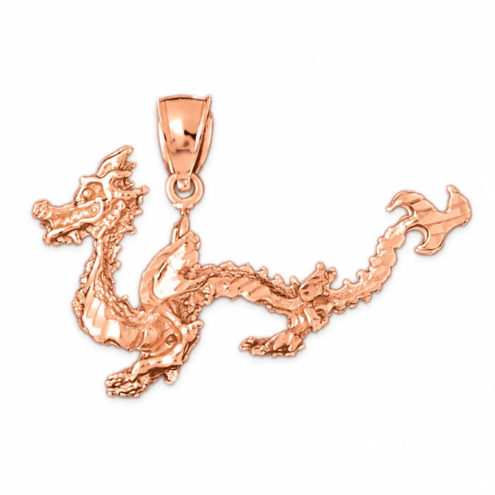 3D Dragon Charm Pendant 14k Gold (6.9 Grams) Rose Gold 14k