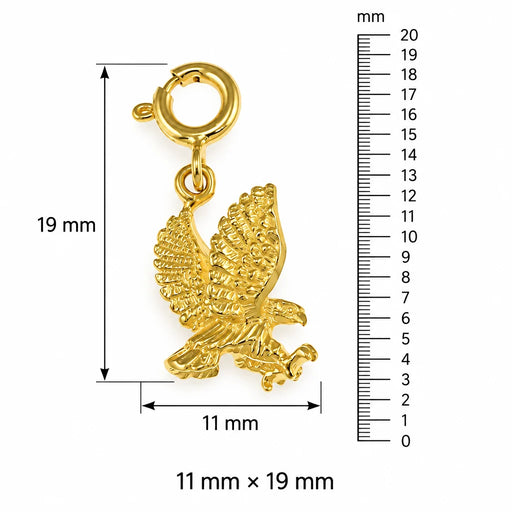 3D Eagle Charm Pendant 14k Gold Yellow Gold 14k