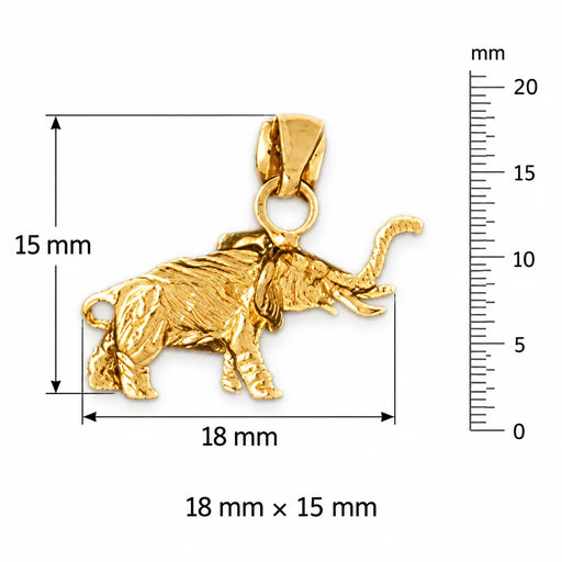 3D Elephant Charm Pendant 14k Gold (1.6 Grams) Yellow Gold 14k
