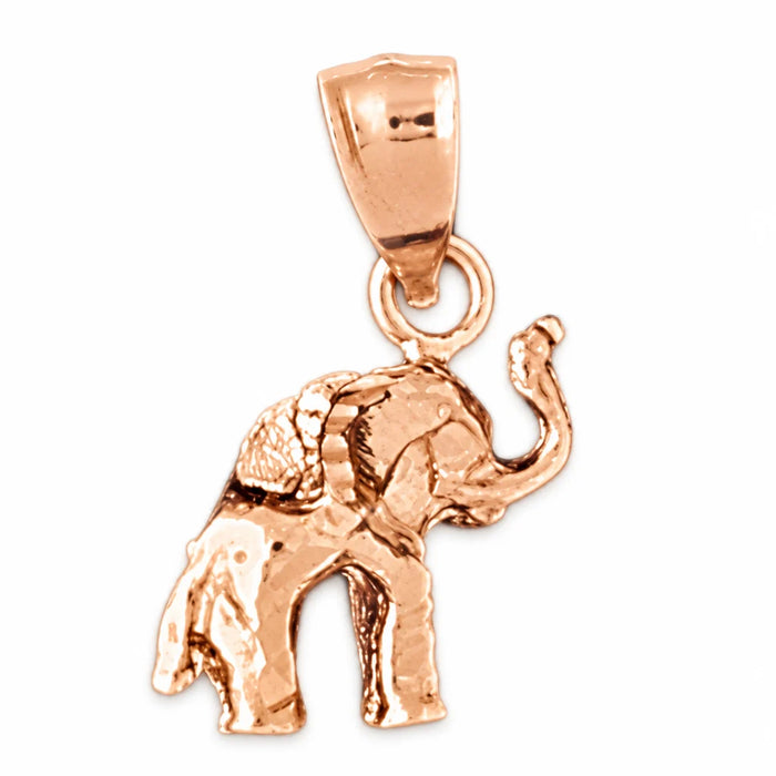 3D Elephant Charm Pendant 14k Gold (1.7 Grams) Rose Gold 14k