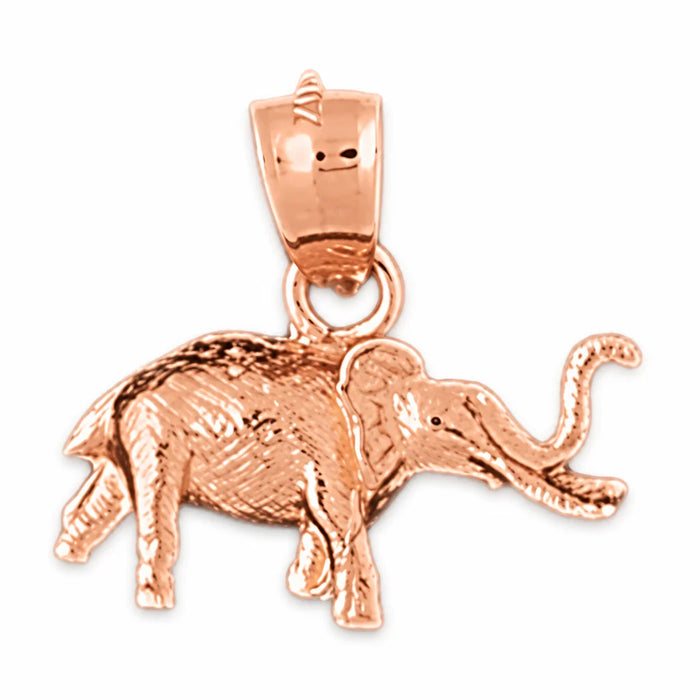 3D Elephant Charm Pendant 14k Gold (1.9 Gram) Rose Gold 14k
