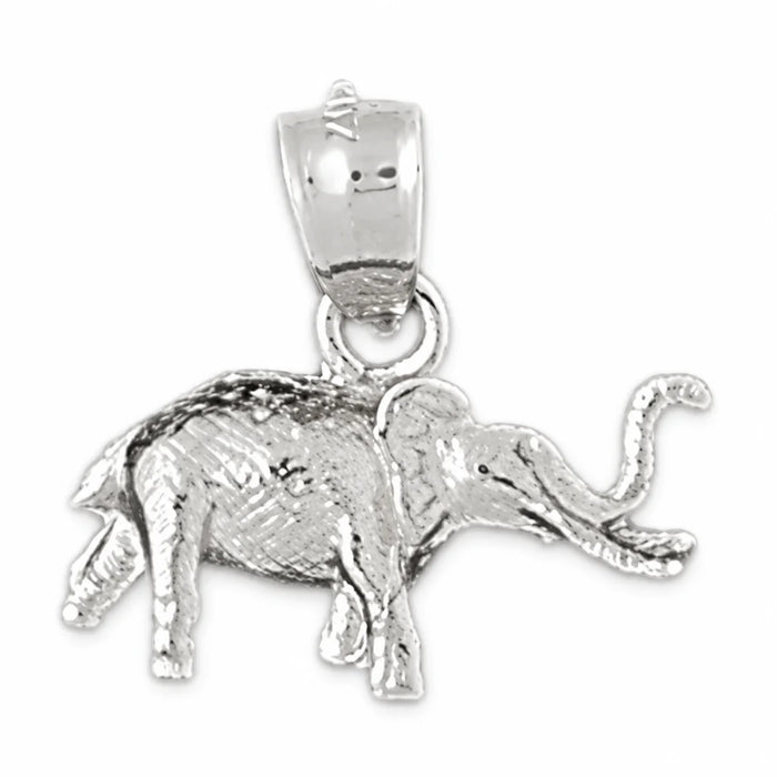 3D Elephant Charm Pendant 14k Gold (1.9 Gram) White Gold 14k