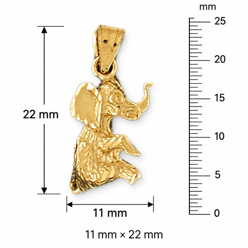 3D Elephant Charm Pendant 14k Gold (3.1 Grams) Yellow Gold 14k