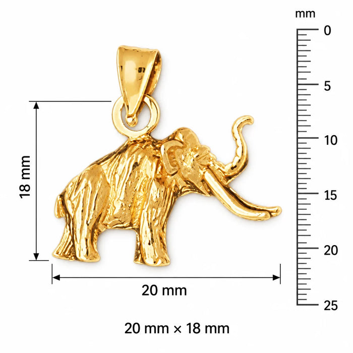 3D Elephant Charm Pendant 14k Gold (5.5 Grams) Yellow Gold 14k